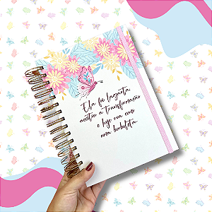 Caderno de anotações A5 Borboletas Branco