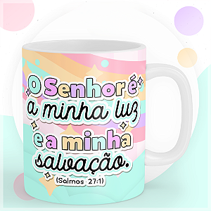 Caneca de Porcelana com Versículo Bíblico - Salmos 27:1