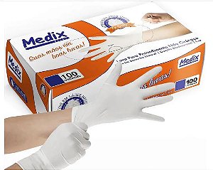 LUVA LATEX COM PO TAM M 100UN MEDIX