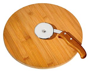 Conjunto Para Pizza em Bambu Napoli 35cm - 2 peças