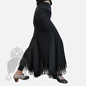 Saia Romances Renda Preta