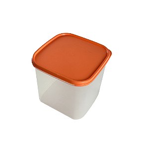 Pote Modular Oval 4 Litros - Transparente Tampa Laranja