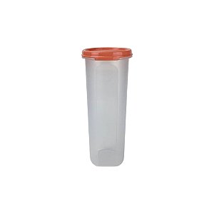 Pote Modular Redondo 890ml - Transparente Tampa Laranja