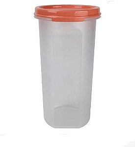 Pote Modular Redondo 650ml - Transparente Tampa Laranja