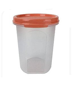 Pote Modular Redondo 440ml - Transparente Tampa Laranja