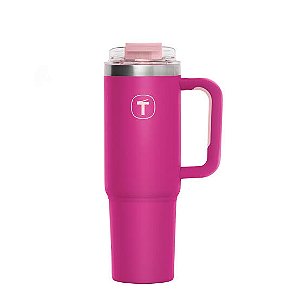 Copo Térmico Big T com canudo 1,1L - Rosa Beijo