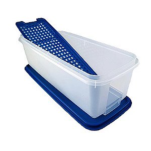 Tupperware Super Caixa 4,3 Litros - Translúcida Tampa Azul Royal (Grade)