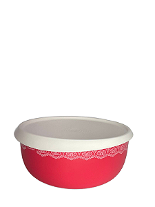 Tupperware Toque Mágico 4,3 Litros - Vermelha Rendada Tampa Branca