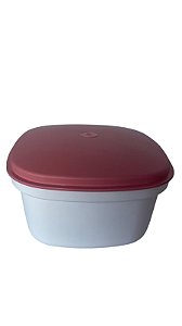 Tupperware Travessa Actualité Quadrada 2,5 Litros - Branco/Rosa Antigo
