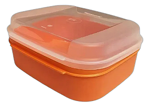 Tupperware Visual Box Pequeno 1 Litro - Laranja Tampa Transparente