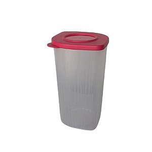 Tupperware Fresh Box Quadrada Alta 1,5 Litros - Translucida Tampa Flamingo