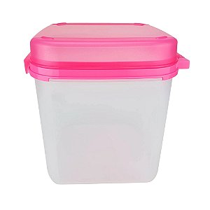 Tupperware Modular Quadrada Classic Policarbonato - Transparente Tampa Pink