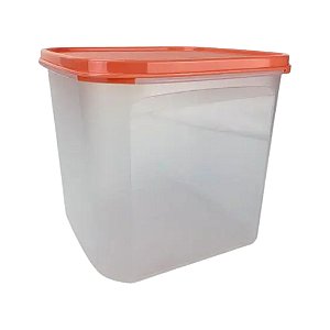 Pote Modular Retangular 4,3 Litros - Transparente Tampa Laranja