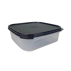 Pote Modular Quadrado 1,2 Litros - Transparente Tampa Preto Cosmo