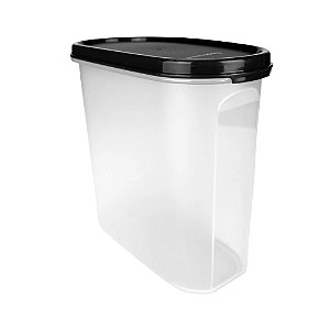 Pote Modular Oval 1,7 Litros - Transparente Tampa Preto Cosmo