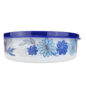 Tupper Pratinho - Aquarela Flor Tampa Azul
