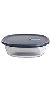 Tupperware Travessa Vitrea Quadrada 1,6 Litros - Transparente Tampa Azul