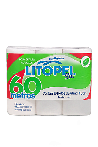 PAPEL HIGIÊNICO ECON. LITOPEL pacote com 16 Rolos 60 MTS
