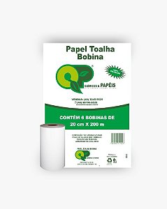 PAPEL TOALHA BOBINA  - QP - 100% CELULOSE 24G pacote com 6X200M