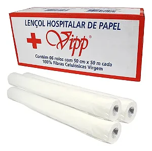 LENÇOL HOSPITALAR DESCARTÁVEL VIPP 50CMX50CM  COM 6RLS SEM PICOTE