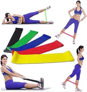 Kit 5 Faixas Elásticas de Tensão para Exercícios Funcional Alongamento