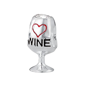 Berloque Separador Love Wine Vinho Zircônia Branca Prata 925 Legítima