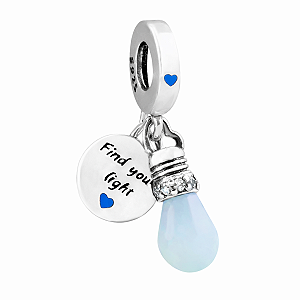 Berloque Pingente Lâmpada Brilha no Escuro Prata 925 Legítima