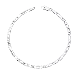 Pulseira Masculina Fígaro 3x1 3mm Prata 925 Legítima
