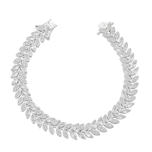 Pulseira Feminina Riviera Folhas Zircônia Prata 925 Legítima