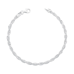 Pulseira Feminina Cordão Pipoca 18cm Prata 925 Legítima