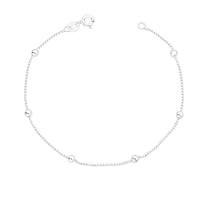 Pulseira Feminina Veneziana Bolinha Prata 925 Legítima