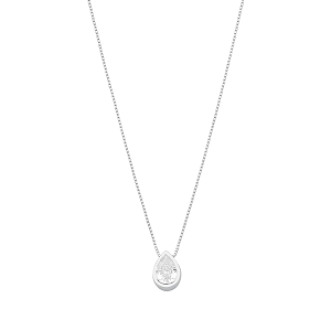 Colar Corrente Veneziana 45cm Pingente Ponto de Luz Gota Zircônia Prata 925 Legítima