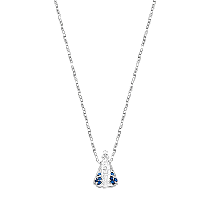 Colar N. S. Aparecida Manto Cravejado Zircônia Azul Prata 925 Legítima