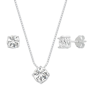 Conjunto Redondo Galeria Zircônia Branca Claro Prata 925 Legítima