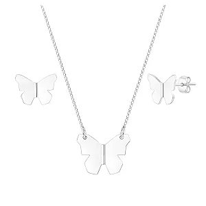 Conjunto Borboleta Origami Prata 925 Legítima