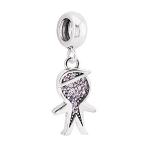 Berloque Pingente Menino com Zircônia Cristal Prata 925 Legítima