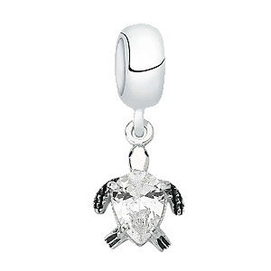 Berloque Pingente Tartaruga com Zircônia Prata 925 Legítima
