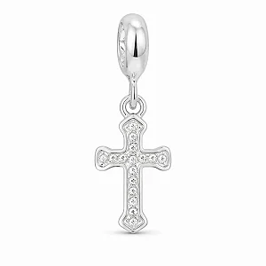 Berloque Pingente Cruz Com Zircônia Prata 925 Legítima
