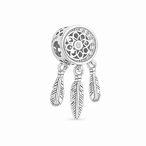 Berloque Separador Filtros dos Sonhos Com 3 Penas Prata 925 Legítima