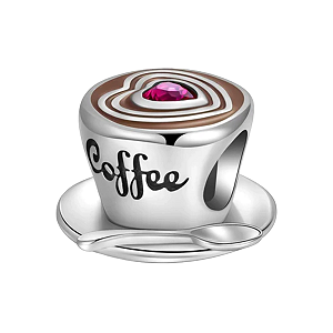 Berloque Separador Love Coffee Prata 925 Legítima