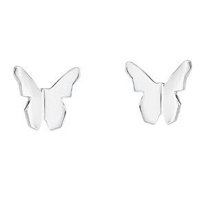 Brinco Borboleta Origami Liso Prata 925 Legítima