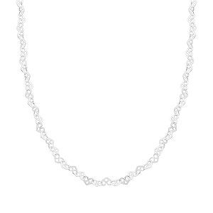 Corrente Feminina Chocker Coração Entrelaçado 40cm Prata 925 Legítima