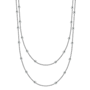 Corrente Feminina Veneziana V15 Bolinha 45cm Prata 925 Legítima