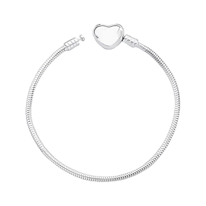 Pulseira Berloque Fecho Coração Liso Prata 925 Legítima