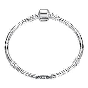 Pulseira Berloque Fio Semi Rígido Fecho Tambor Liso Prata 925 Legítima