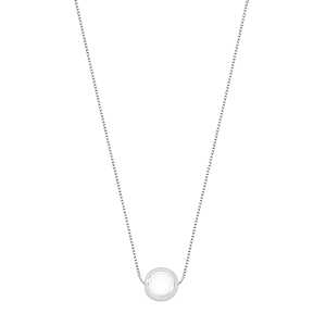 Colar Pingente Bola 8mm Corrente Veneziana 45cm Prata 925 Legítima