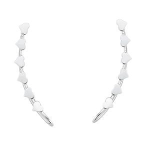 Brinco Ear Cuff Seis Corações Prata 925 Legítima