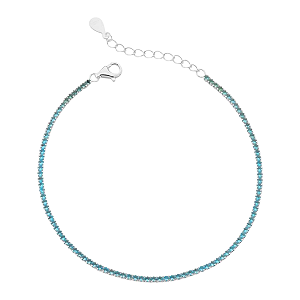 Pulseira Riviera Azul Claro 1,5mm Prata 925 Legítima