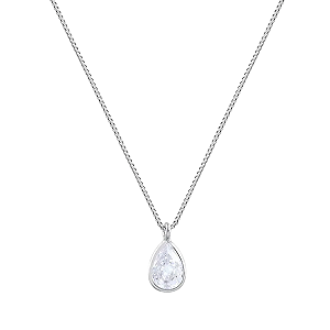 Colar Ponto de Luz Gota Zircônia Incolor Prata 925 Legítima