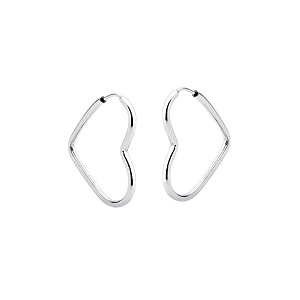 Brinco Argola Coração Fio Redondo 2,8cm Prata 925 Legítima